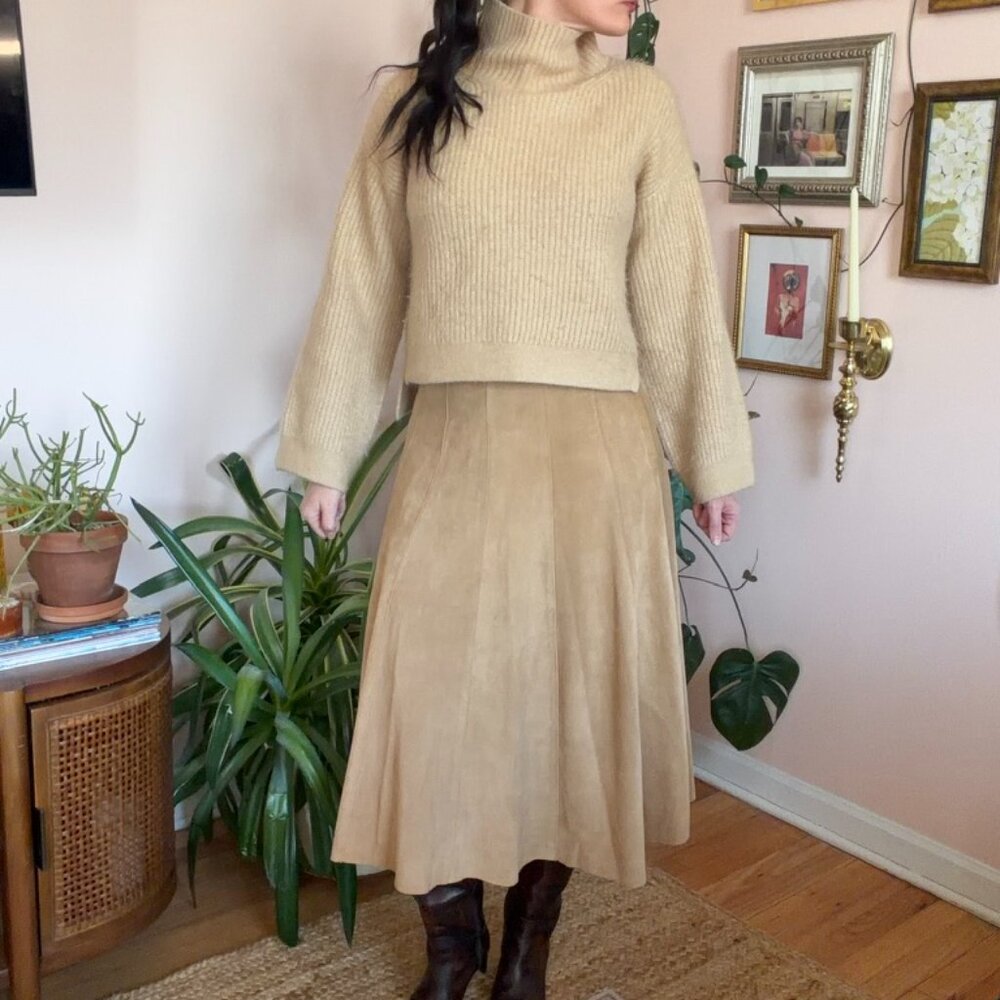 High Waisted A Line Vintage Leather Skirt